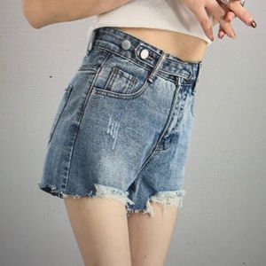 High-waisted denim shorts for women